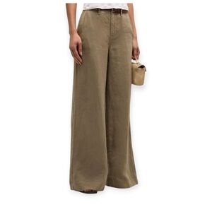 L'Agence 100% Linen Brie Covet Green Wide Leg Women's Size 30 Trouser Pants EUC